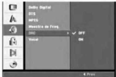 Delby Digital DTS MPES Muestra de Freq. DRC OFF Vocal ON
