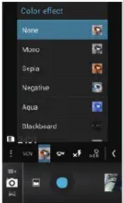 Color effect None Mono Sepia Negative Aqua Blackbeard