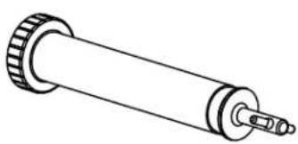 Line drawing of a cylindrical mechanical component with flanged ends and a central shaft (no text or symbols)