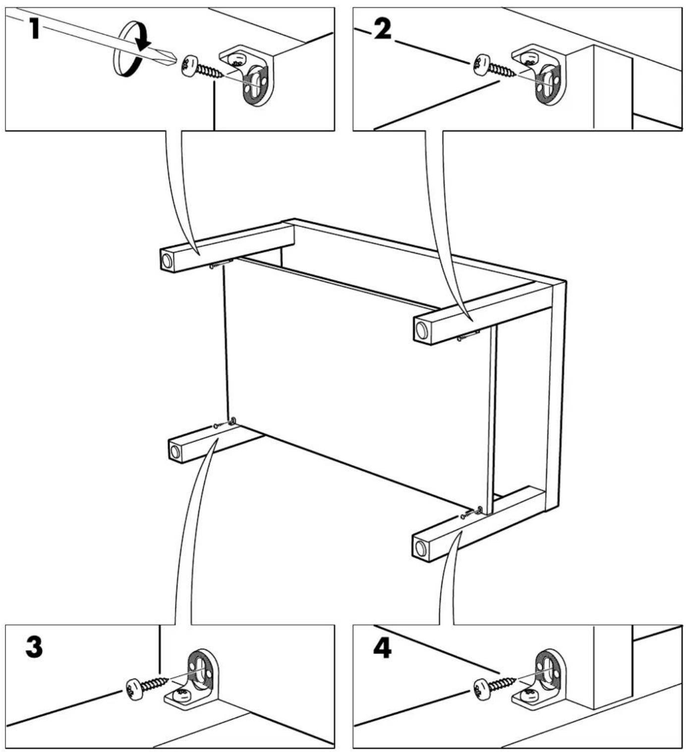 Technical diagram showing four steps of a mechanical assembly with labeled components and directional arrows indicating motion.