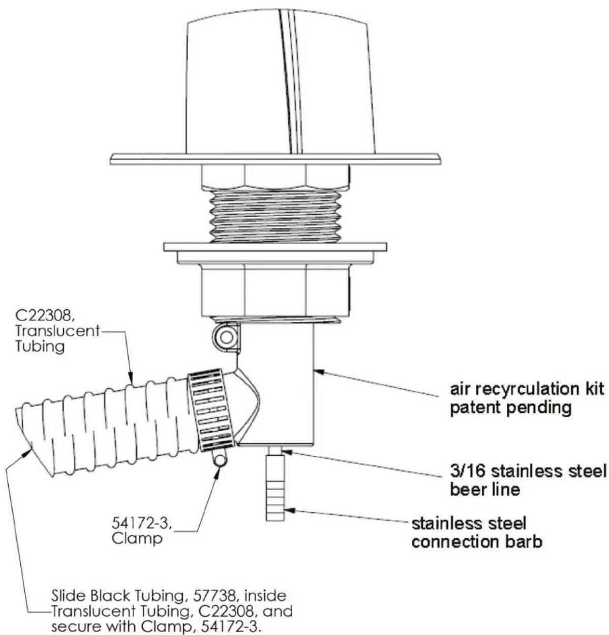 Perlick 69526-2DA - Air Sleeve Installation through Countertop and Back Bar Cabinet - 1