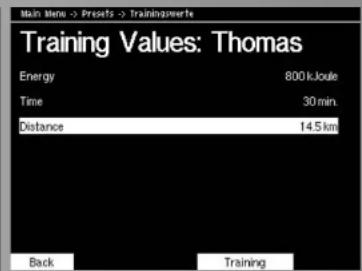 KETTLER Syncross V3 - Datos predeterminaciones -> 2. Valores del entrenamiento - 2