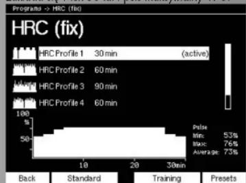 KETTLER Syncross V3 - Programy -> HRC-Programme (manuell) - 2