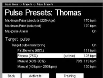 KETTLER Syncross V3 - Impostazioni -> 3. Impostazioni della frequenza - 1