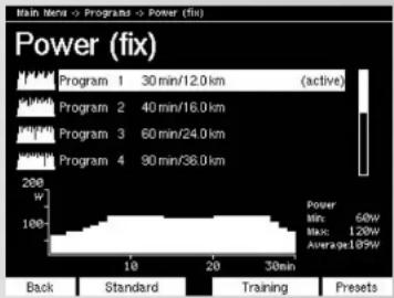 KETTLER Syncross V3 - Instrucciones de entrenamiento y manejo Programas -> Perfiles de rendimiento (fijo) - 1