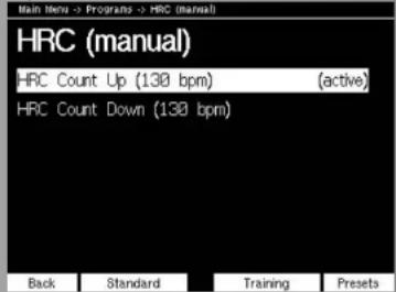 KETTLER Syncross V3 - Programmi -> Programmi HRC (manuale) - 1