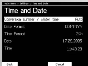 KETTLER Syncross V3 - Impostazioni -> 3. Data e ora - 1