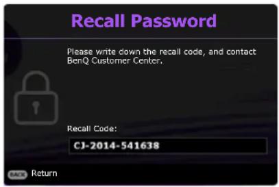BENQ MS610 - If you forget the password - 3