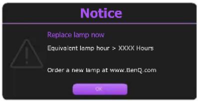 BENQ MS610 - Timing of replacing the lamp - 4