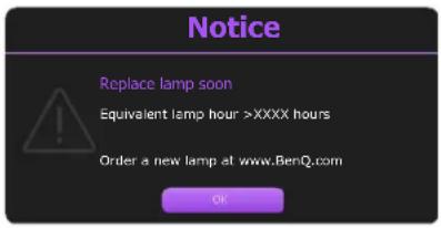 BENQ MS610 - Timing of replacing the lamp - 3