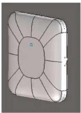 3D rendering of a rectangular electronic device with radial blades and central hub (no text or symbols).