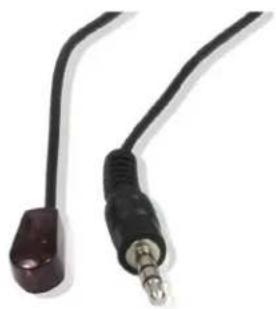 Close-up of two black audio/video cables with metallic connectors (no text or symbols visible)