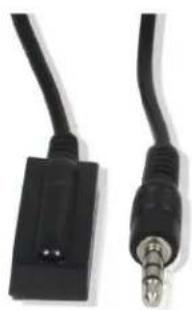 Close-up of two black audio/video cables with metallic connectors (no text or symbols visible)