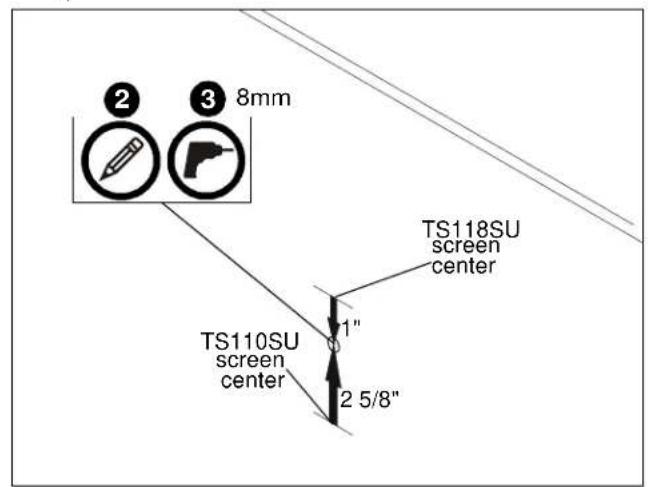 2 3 8mm TS118SU screen center TS110SU screen center 1" 2 5/8"