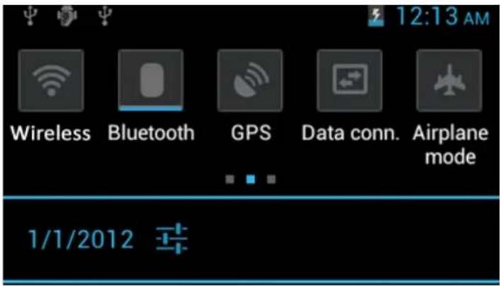 12:13 AM Wireless Bluetooth GPS Data conn. Airplane mode 1/1/2012