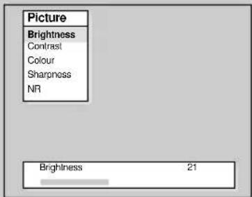 Picture Brightness Contrast Colour Sharpness NR Brightness 21