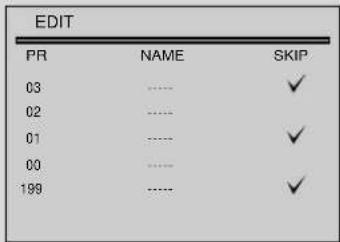 EDIT PR NAME SKIP 03 ----- ✓ 02 ----- 01 ----- ✓ 00 ----- ✓ 199 ----- ✓