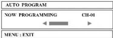 AUTO PROGRAM NOW PROGRAMMING CH-01 MENU : EXIT