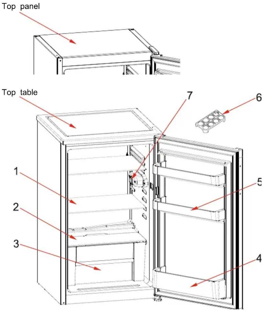 TELEFUNKEN CF-31-120-S - THE PARTS OF THE APPLIANCE AND THE COMPARTMENTS - 1