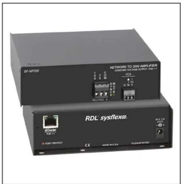RDL SF-NP35E - Model SF-NP35E PoE++ Network to 35 W Mono Audio Amplifier - 70 V or 100 V - 1