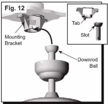 Fig. 12 Mounting Bracket Tab Slot Downrod Ball