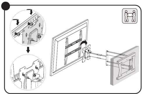 Diagram illustrating mechanical assembly steps with labeled components and directional arrows