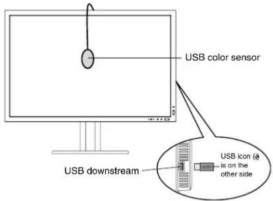 USB color sensor USB downstream USB icon is on the other side