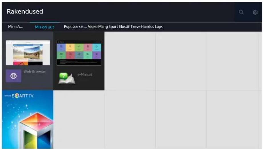 Rakendused Minu A... Mis on uut Populaarsei... Video Mäng Sport Elustill Teave Haridus Laps Web Browser e-Manual — SMART TV