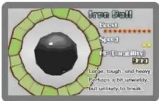 Iron Ball Best Speed H (Durability) 399 Large, tough, and heavy. Perhaps a bit unwieldy, but unlikely to break.