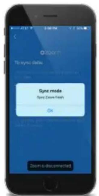 To sync data Sync mode Sync Zoom Flash OK Zoom to disconnected