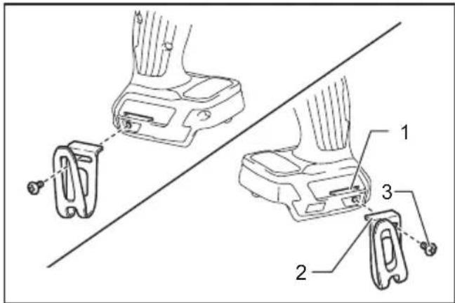 Technical diagram showing mechanical components with numbered parts labeled 1, 2, and 3