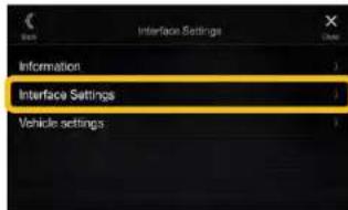 Information Interface Settings Vehicle settings