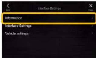 Information Interface Settings Vehicle settings