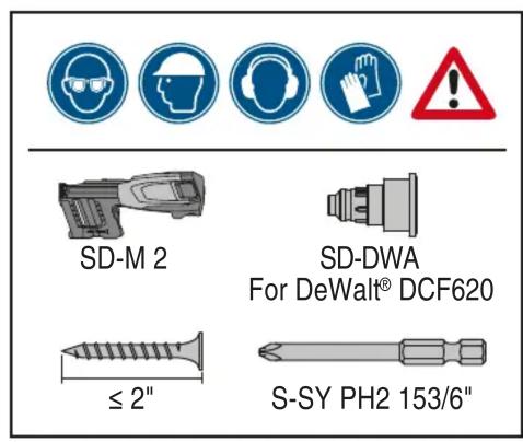 SD-M 2 ≤ 2" SD-DWA For DeWalt® DCF620 S-SY PH2 153/6"