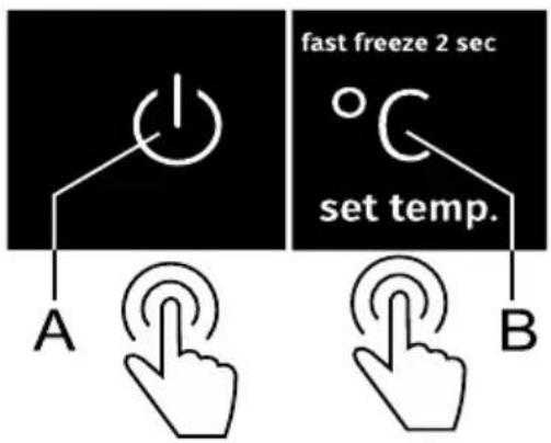 fast freeze 2 sec set temp. A B