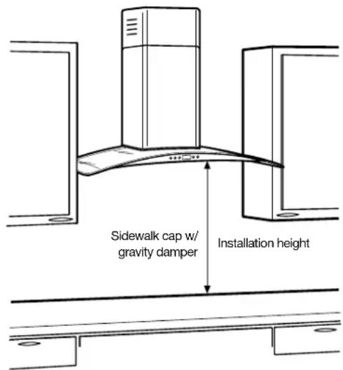 Sidewalk cap w/ gravity damper Installation height