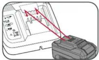 Diagram showing a device with labeled ports and red arrows indicating direction, likely illustrating a process or measurement.