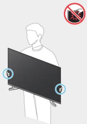 Illustration of a person holding a flat-screen TV with two thumbs-up icons, no text or symbols present