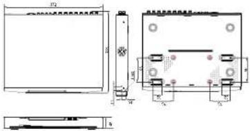 Technical drawing of a mechanical component with dimension annotations and cross-sectional views