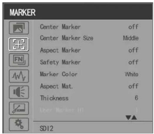 MARKER Center Marker off Center Marker Size Middle Aspect Marker off Safety Marker off Marker Color White Aspect Mat. off Thickness 6 User Market III SD12