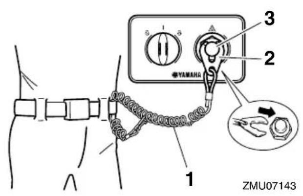 YAMAHA FL250D1 - Engine shut-off cord (lanyard) and clip - 1
