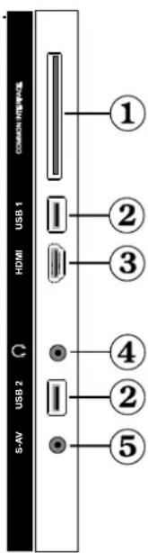 Finlux 55S6040-M - Viewing the Connections - Side Connectors - 1
