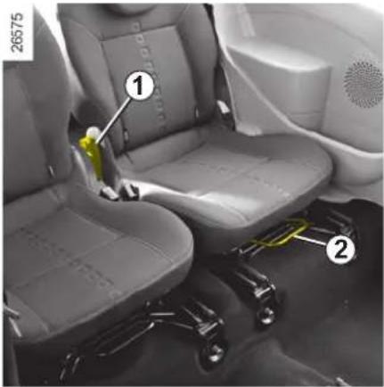 RENAULT Twingo (2009) - TAKAISTUIMET: säätö - 1