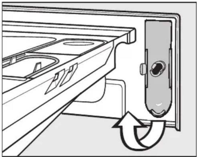 MIELE W 506 - Luukun avaaminen, kun pois- topumppu on tukossa ja/tai sähkökatkon aikana - 1
