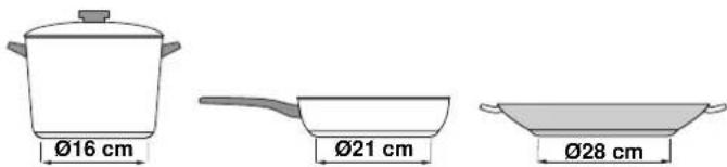 Ø16 cm Ø21 cm Ø28 cm