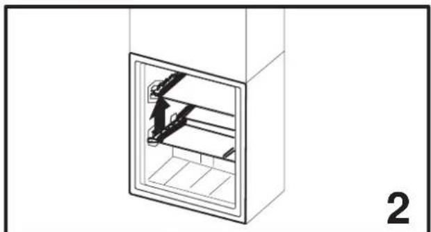 Diagram of a refrigerator interior with shelves and doors, no text or symbols present