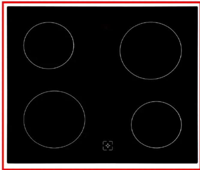 Four white circles arranged in a 2x2 grid on a black background, with a small crosshair icon at the bottom center (no text or symbols)