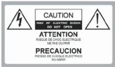 CAUTION RISK OF ELECTRIC SHOCK DO NOT OPEN ATTENTION RISQUE DE CHOC ELECTRIQUE NE RAS OU/RR PRECAUCION RIESGO DE CHOC QUE ELECTRICO NO ABRIN