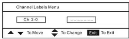 Channel Labels Menu Ch 2-0 To Move To Change Exit To Exit