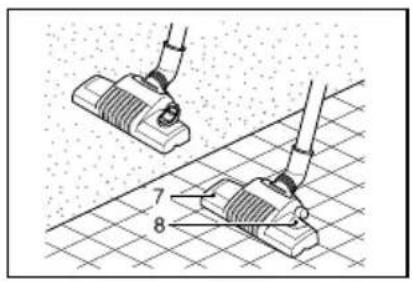 Technical diagram showing mechanical assembly with labeled parts 7 and 8 on a grid background